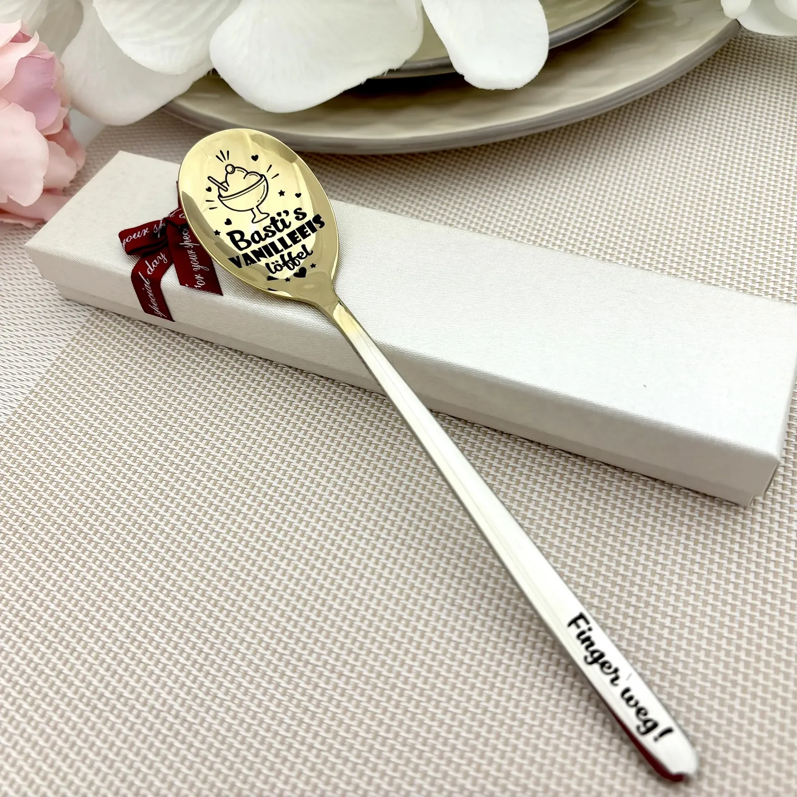 Ложка для морозива з персоналізацією позолочена нержавіюча сталь з гравіюванням імені, фото №6