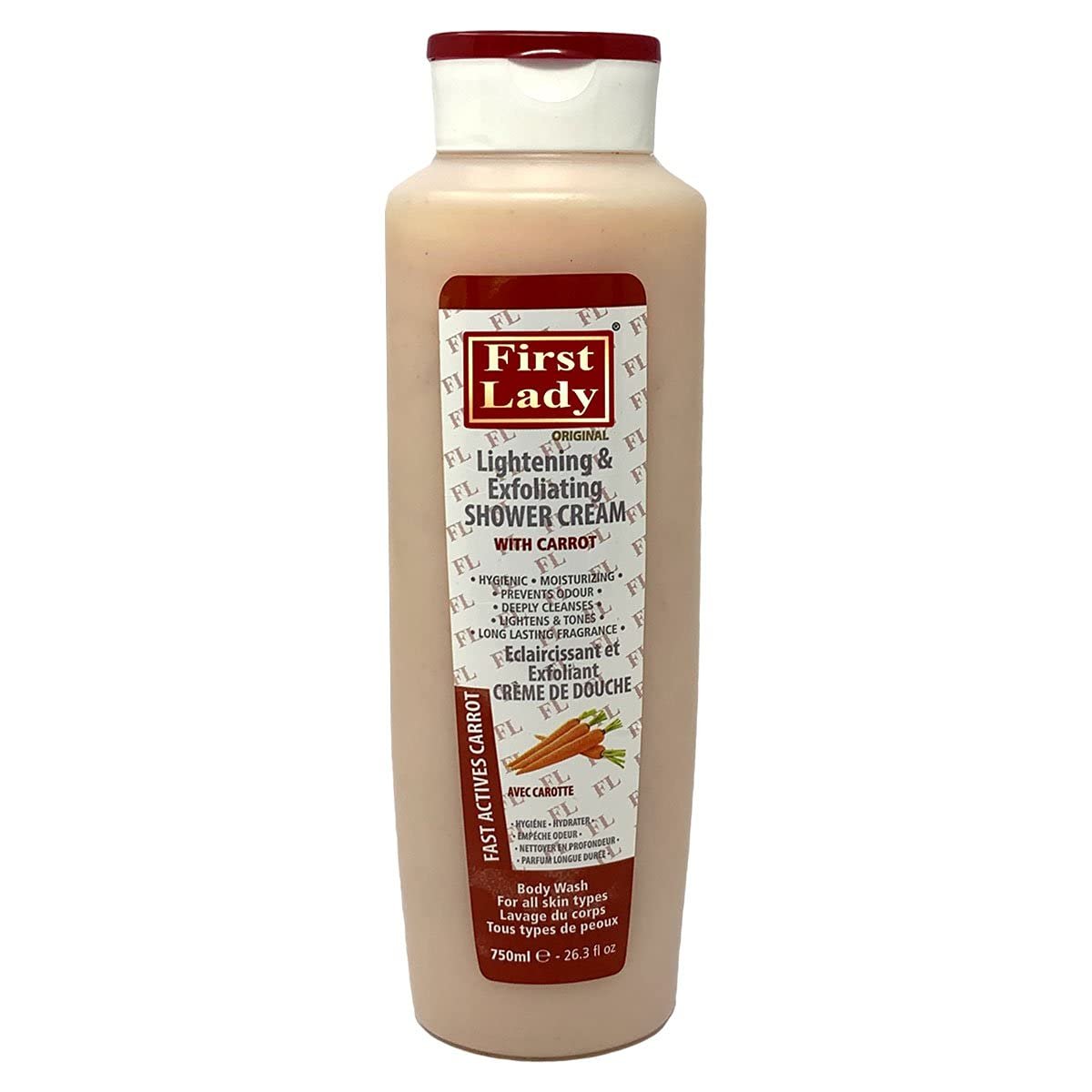 Крем-гель для душу First Lady Carrot Відбілювальний та відлущувальний 750 мл, фото №1