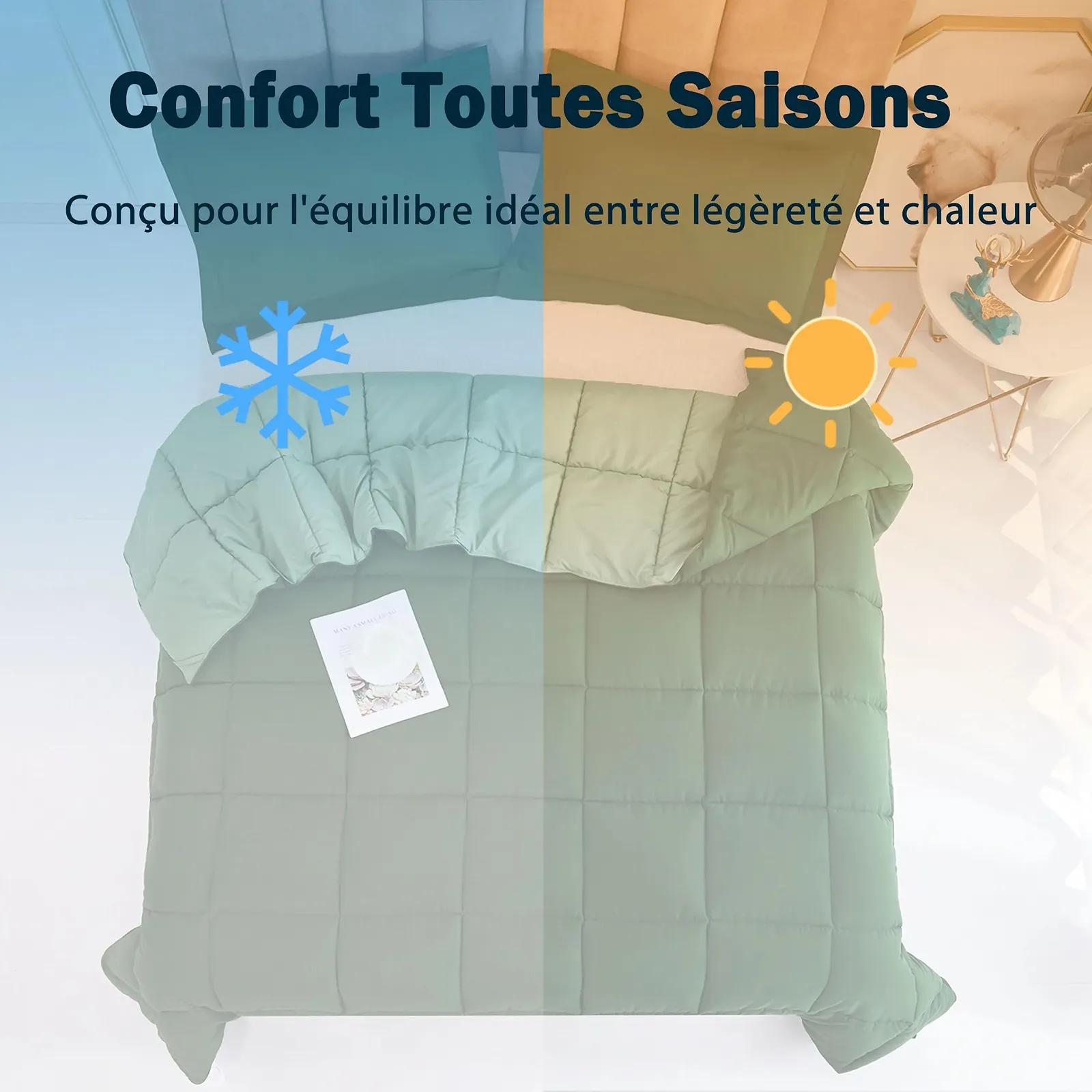 Покривало HIG 240 x 260 см + 2 наволочки 65 x 65 см, зелена, фото №2