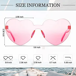 Солнцезащитные очки в форме сердца Безоправные Прозрачные Цветные Розовый, L synthetic.ua - Фото 1