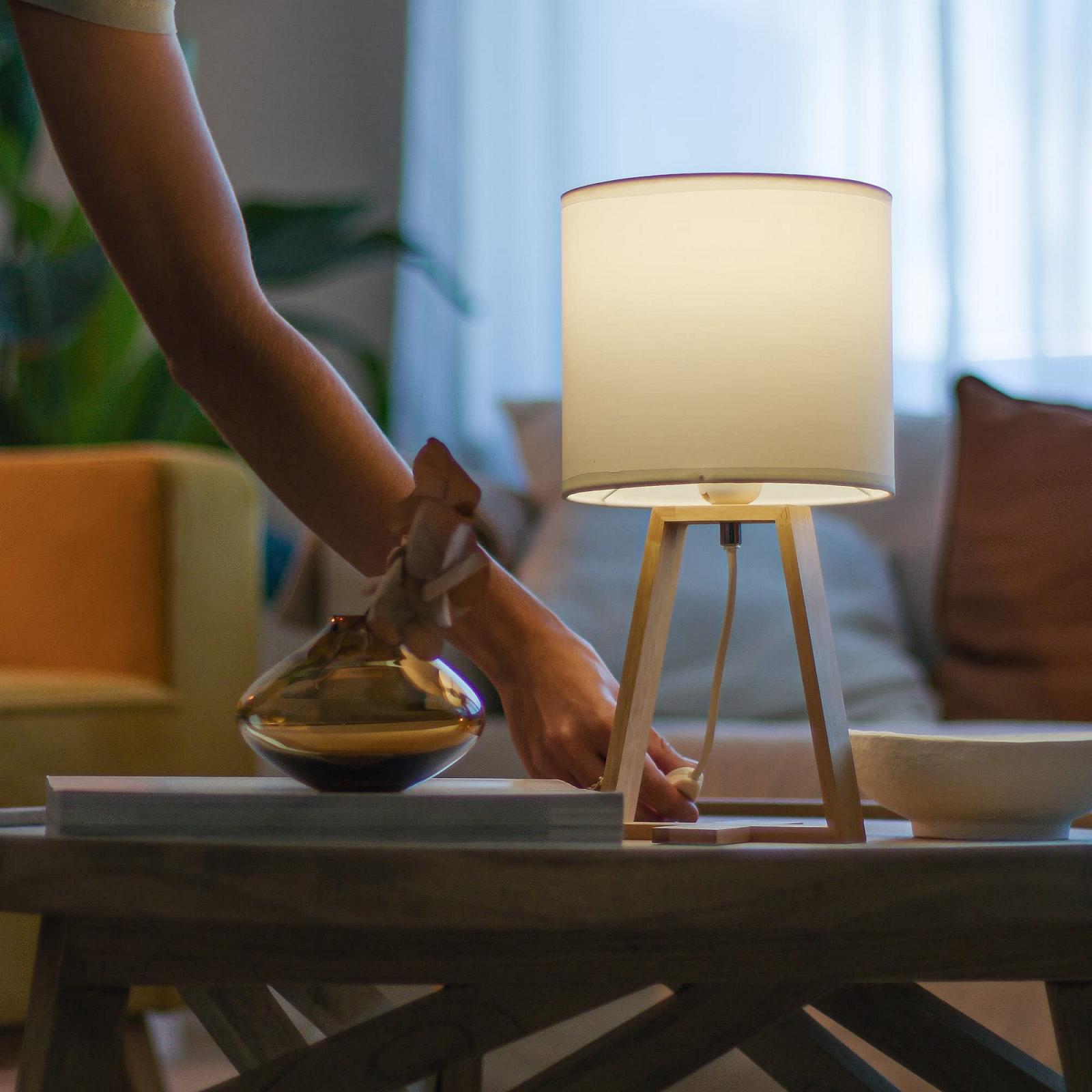 Настільна лампа FORLIGHT Nuts Nordic E27 Дерево та білий текстиль, фото №3