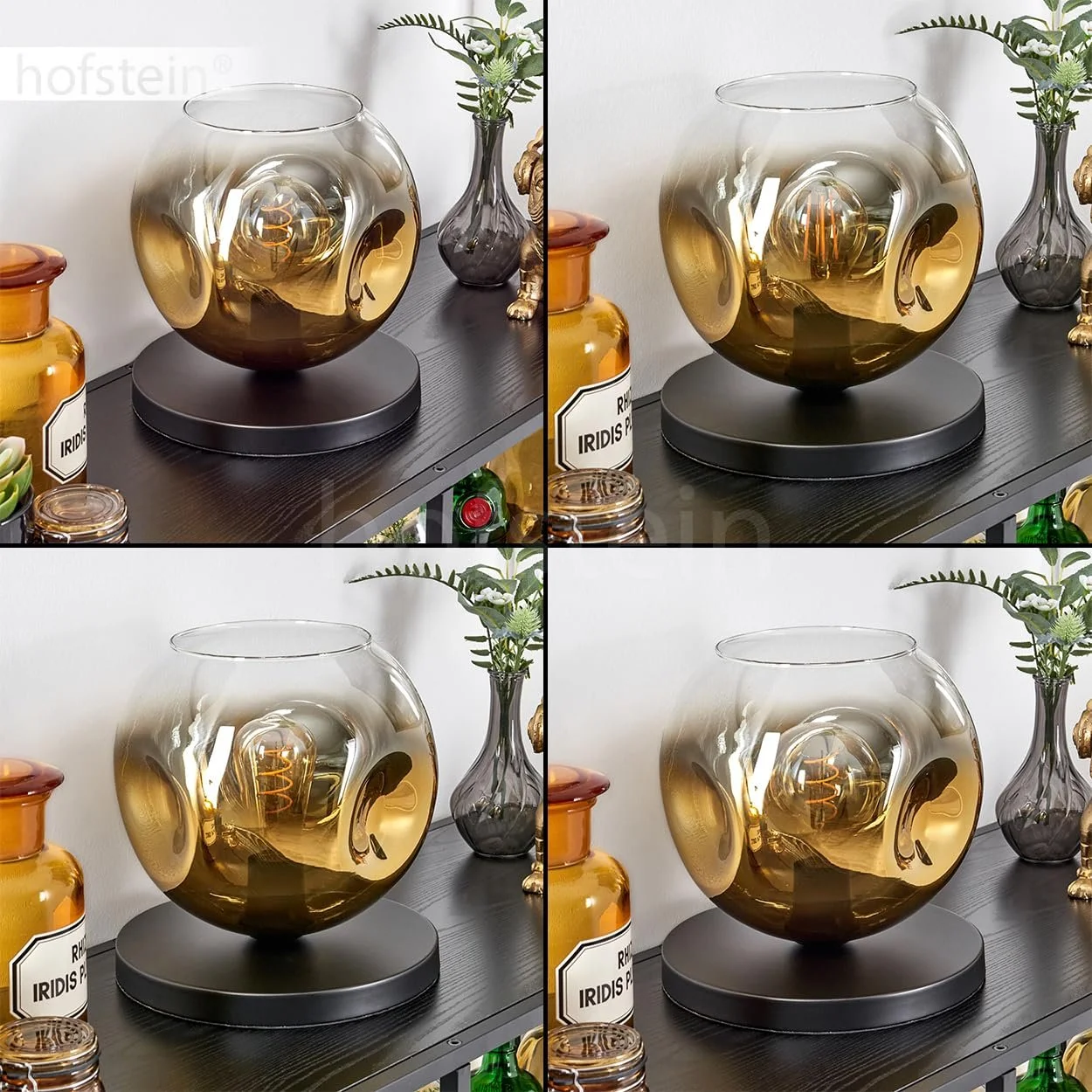 Настільна лампа Ripoll Metal/Glass Black/Gold/Clear Modern Retro / Vintage (Діаметр 25 см) 1 x E27, фото №3