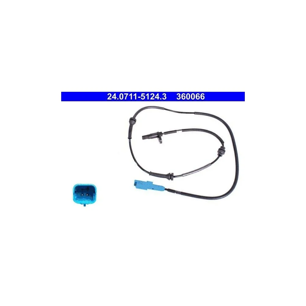 Датчик скорости вращения колеса ATE 24.0711-5124.3 для CITROËN PEUGEOT передний мост, фото №1