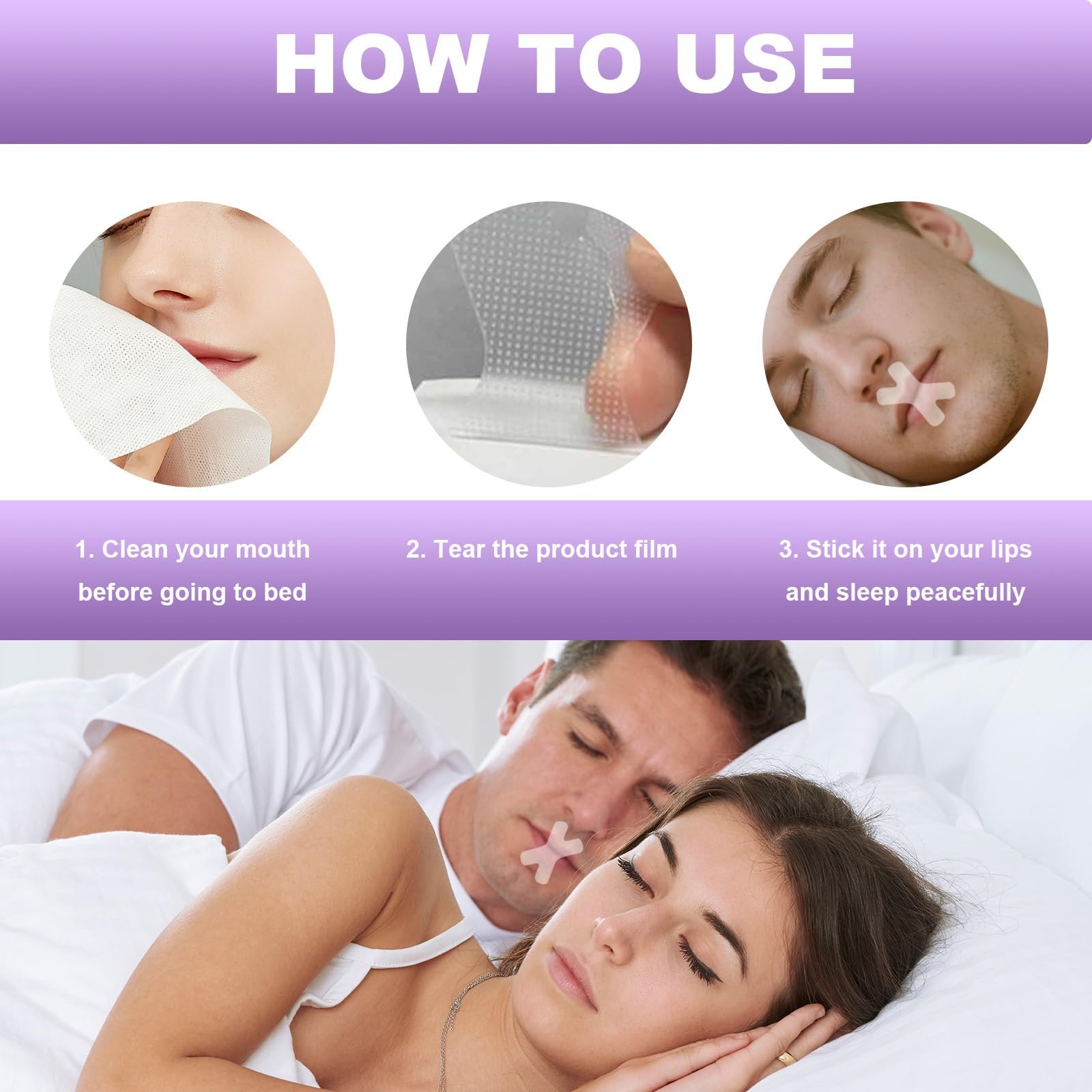 Пластирі для сну на рот, 120 шт. для рота преміум-якості для сну, Допомагає проти хропіння, фото №5