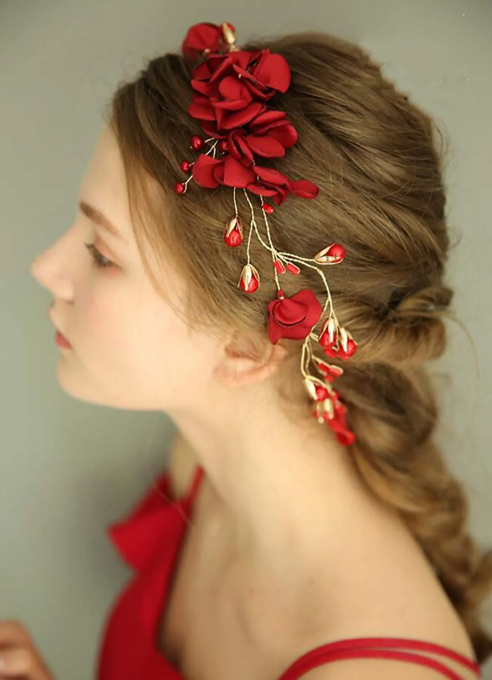 Вінок для волосся Червона Квітка Chargances, фото №5