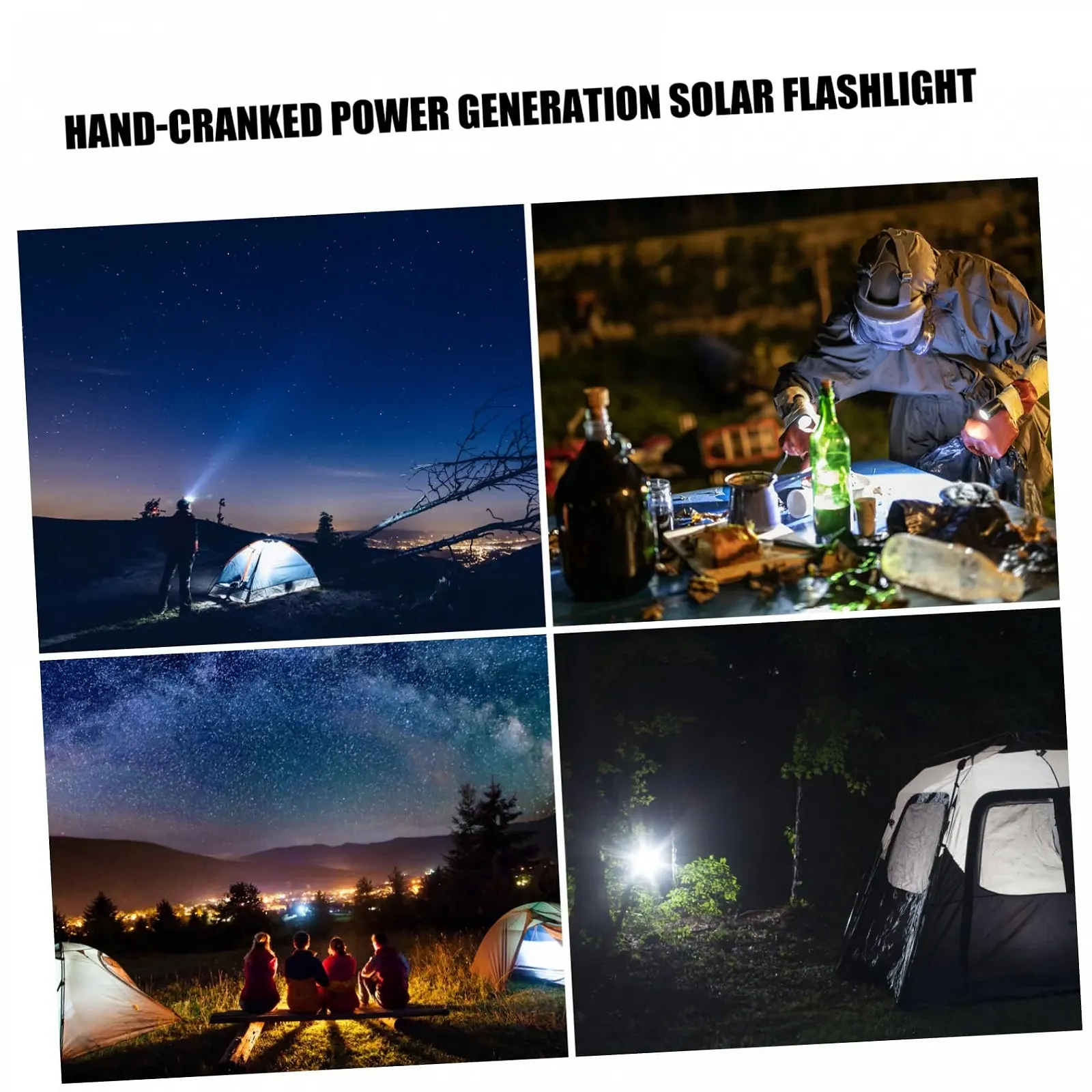 Ручной фонарик OSALADI с солнечной батареей и аккумулятором для кемпинга, активного отдыха и экстренных случаев, компактный и легкий, фото №4