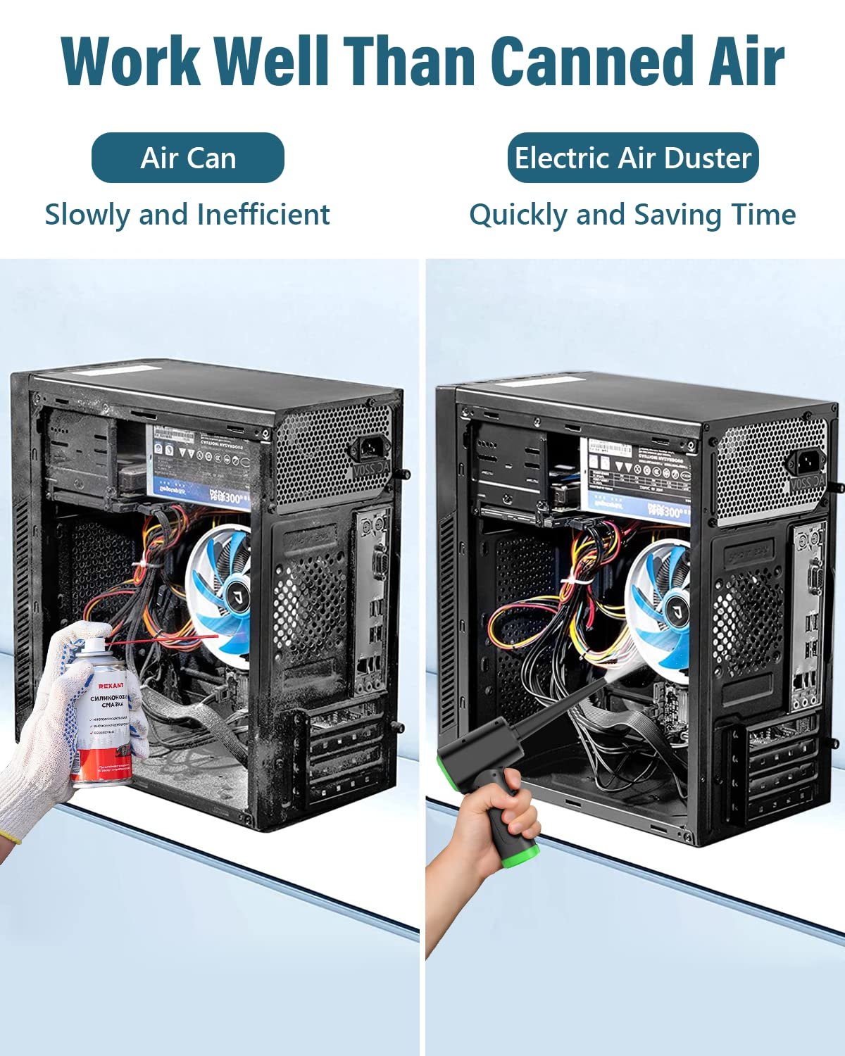 Электрическая воздуходувка LUCKEA 3 скорости LED-подсветка 5 насадок, фото №6