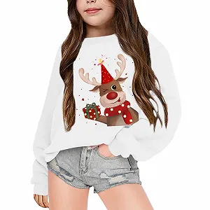 Рождественский джемпер для девочек Рождественская кофта, 134 4-14 лет Рождественский джемпер, 122 158 Джемпер, Подростковый 128 Свитер, 140 164 Рубашка с длинными рукавами 104 Детская одежда Уродливый джемпер - Фото 1