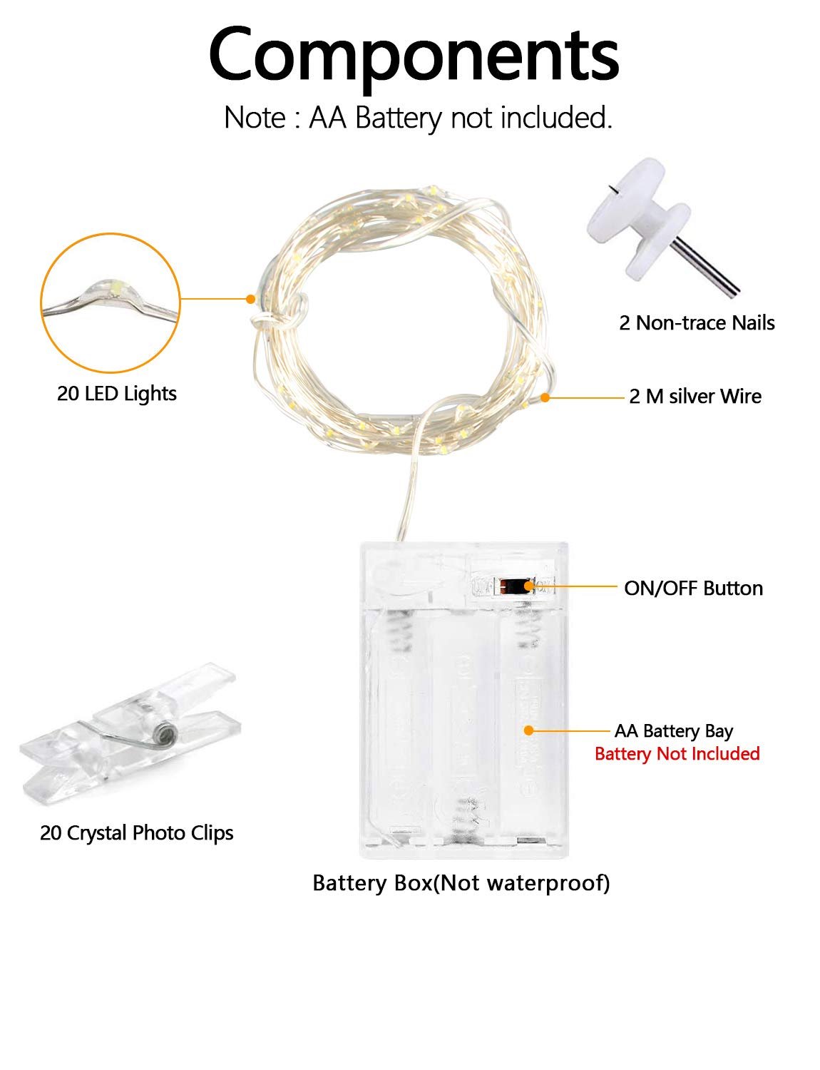 Гірлянда Cshare 20 LED для фотографій з кліпсами 2 м, фото №6