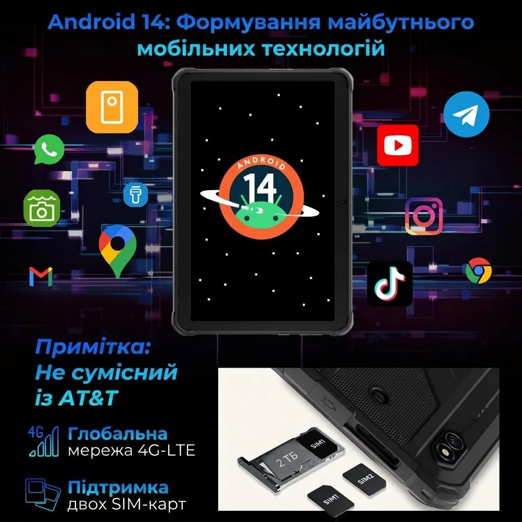 Планшет 10.1" HOTWAV R8 4+8/128Gb 4G 2-SIM 8 ядер Android 14 10800 mAh Помаранчевий, фото №4