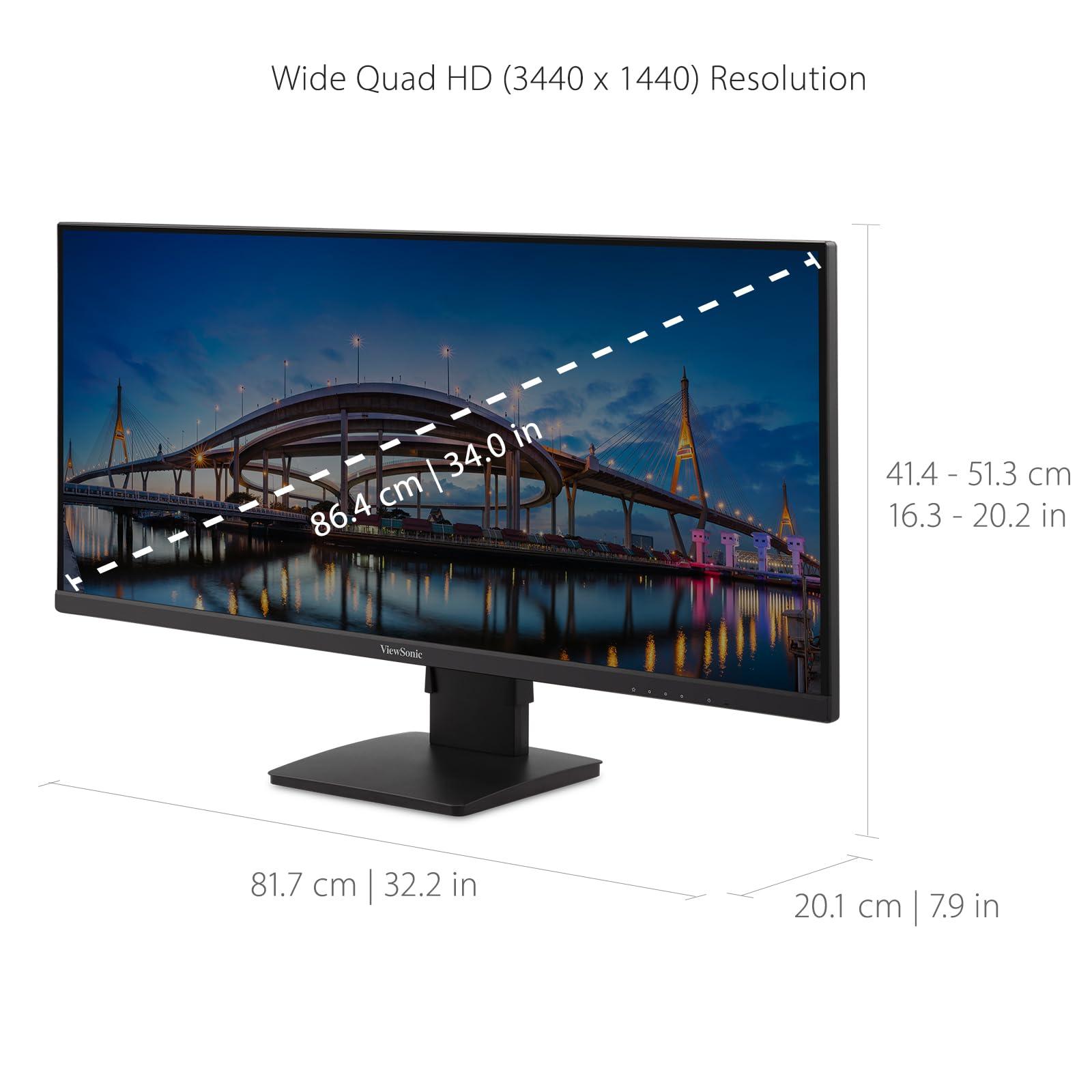 Монитор Viewsonic VA3456-MHDJ 34 дюйма UWQHD IPS HDR10 Черный, фото №4