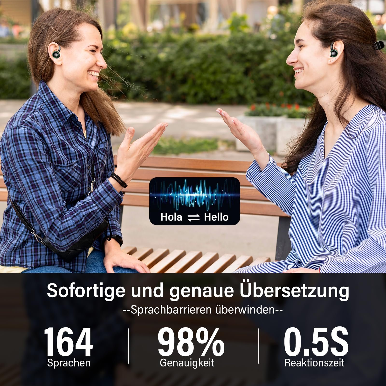 Навушники-перекладач AI, Bluetooth 5.4 3-в-1 для перекладу голосу в реальному часі, 164 мови, фото №2