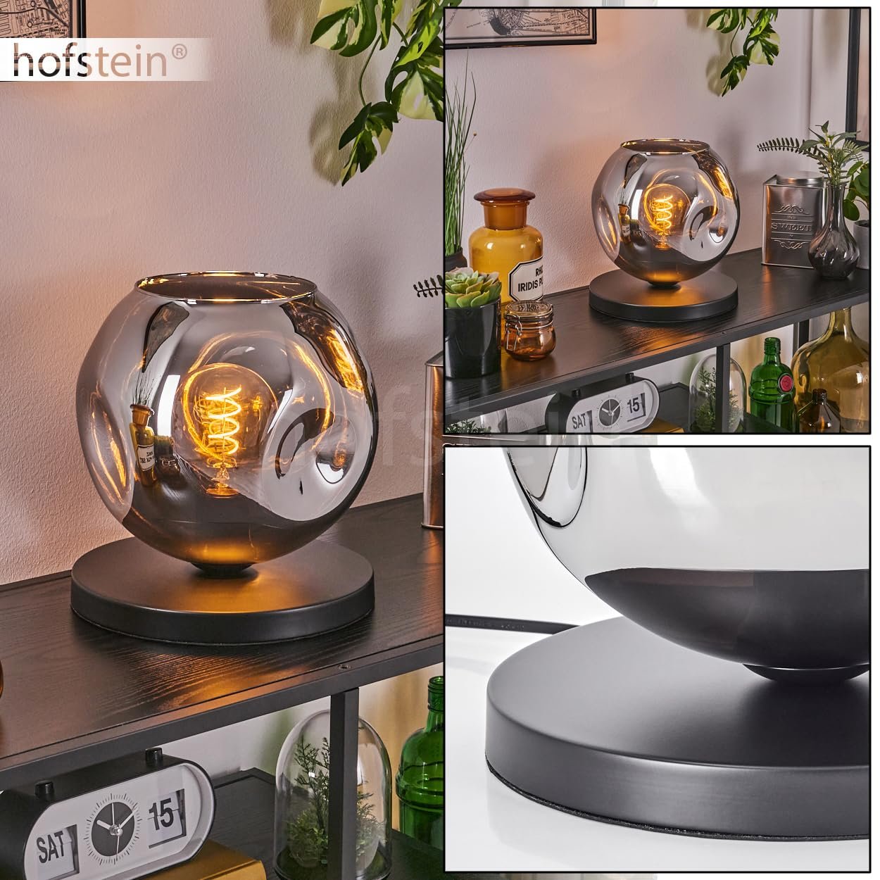 Настільна лампа Ripoll Metal/Glass Modern Retro/Vintage 25 см E27 Чорний/Хром, фото №2