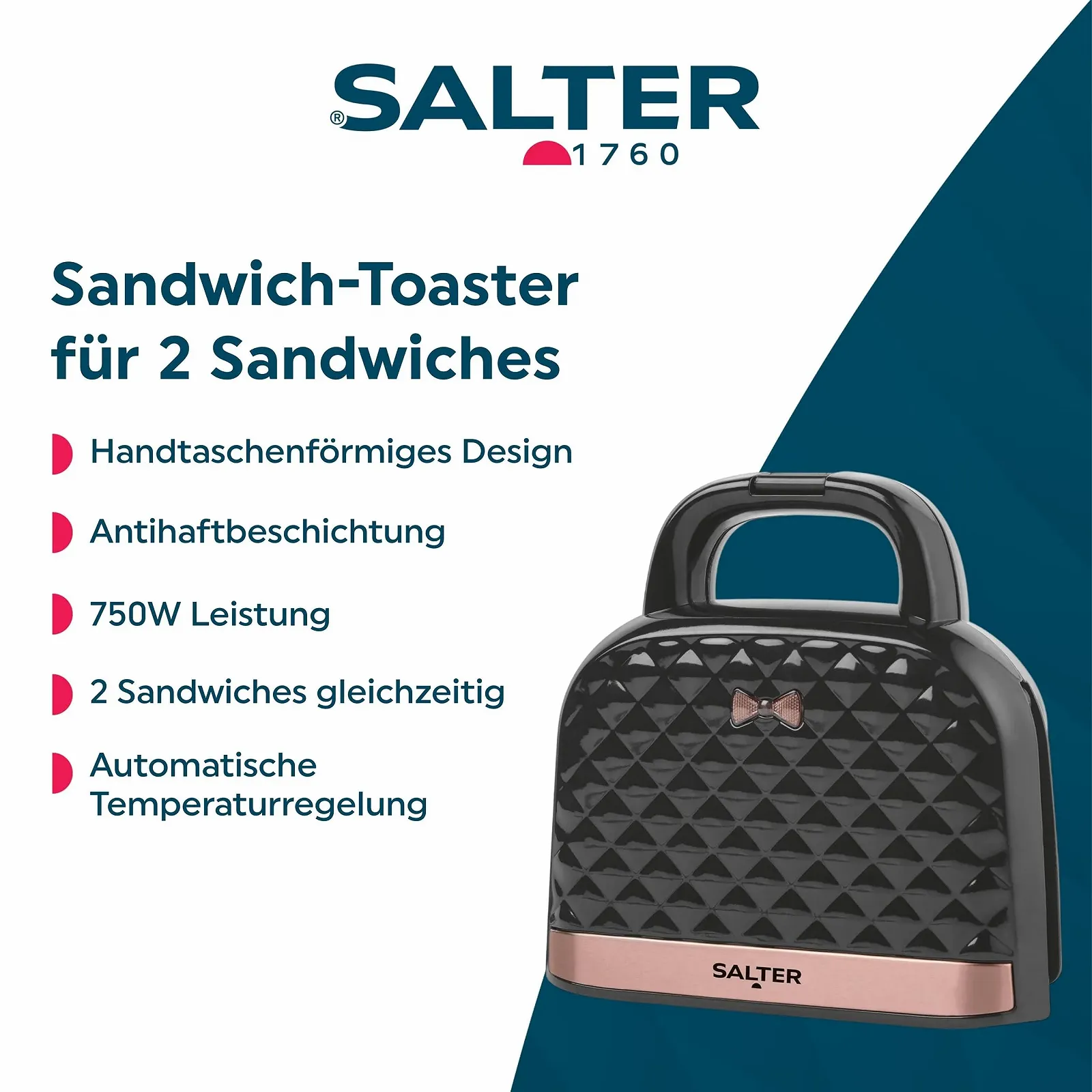 Сэндвичница Salter EK3677 Форма Сумочки 750 Вт, фото №2 Сэндвичница Salter EK3677 Форма Сумочки 750 Вт, фото №2