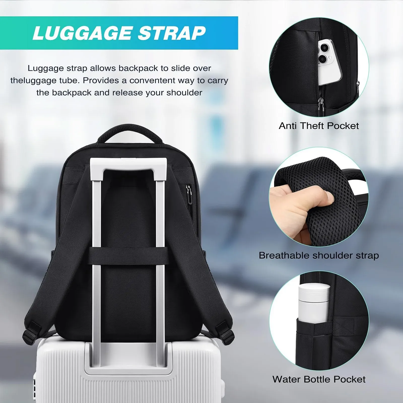 Рюкзак для ноутбука VNINE Business 15.6" водонепроникний легкий, фото №4