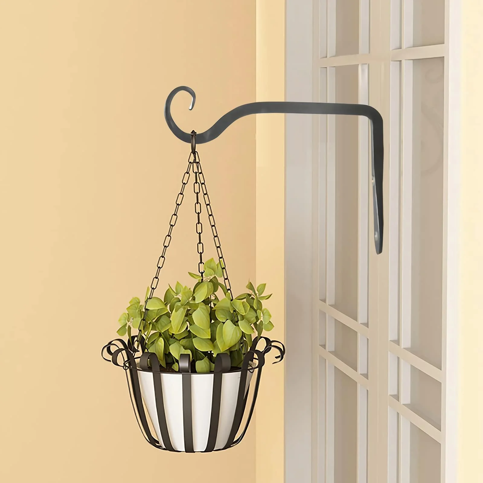 Кронштейн для підвісного кошика Подовжена версія Набір 2 шт. 15 x 10 см Залізний Чорний, фото №5