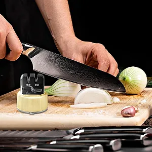 Точило для ножів та ножиць ручна з присоскою 3-рівнева портативна Black synthetic.ua - Фото 1