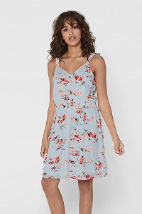 Сукня ONLKARMEN S/L SHORT DRESS AOP WVN NOOS 15157655 Cashmere Blue-ROSE FLOWERS ONLY Блакитний L - Фото 1
