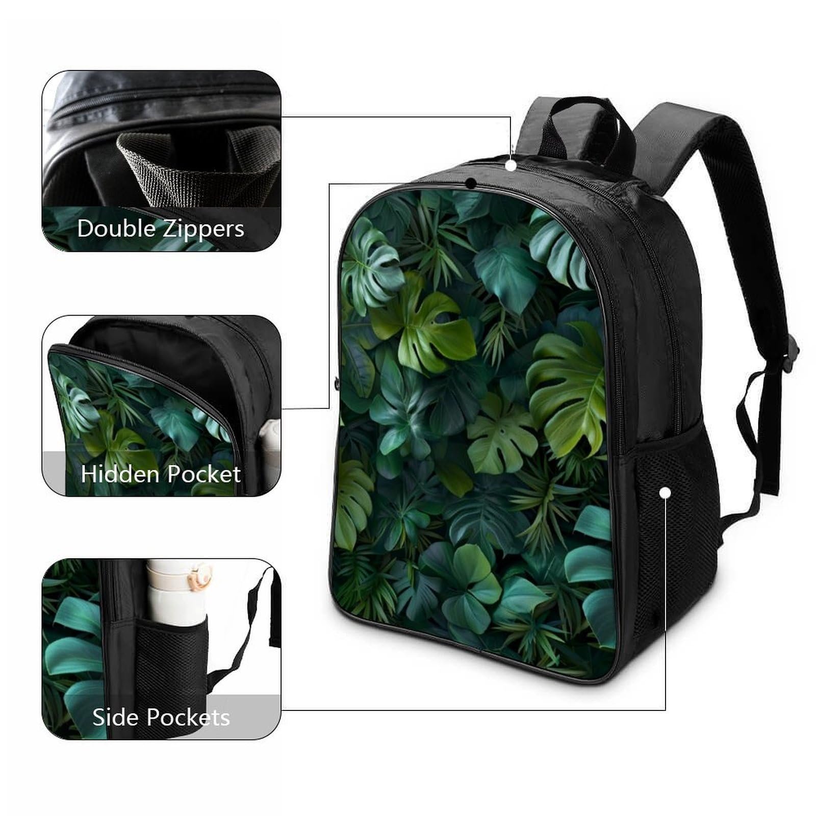 Школьный рюкзак FPAKAKIIE Tropical Leaf для девочек-подростков, школьный ранец для начальной школы, детская школьная сумка, повседневный рюкзак, 40x28x16 см, фото №3