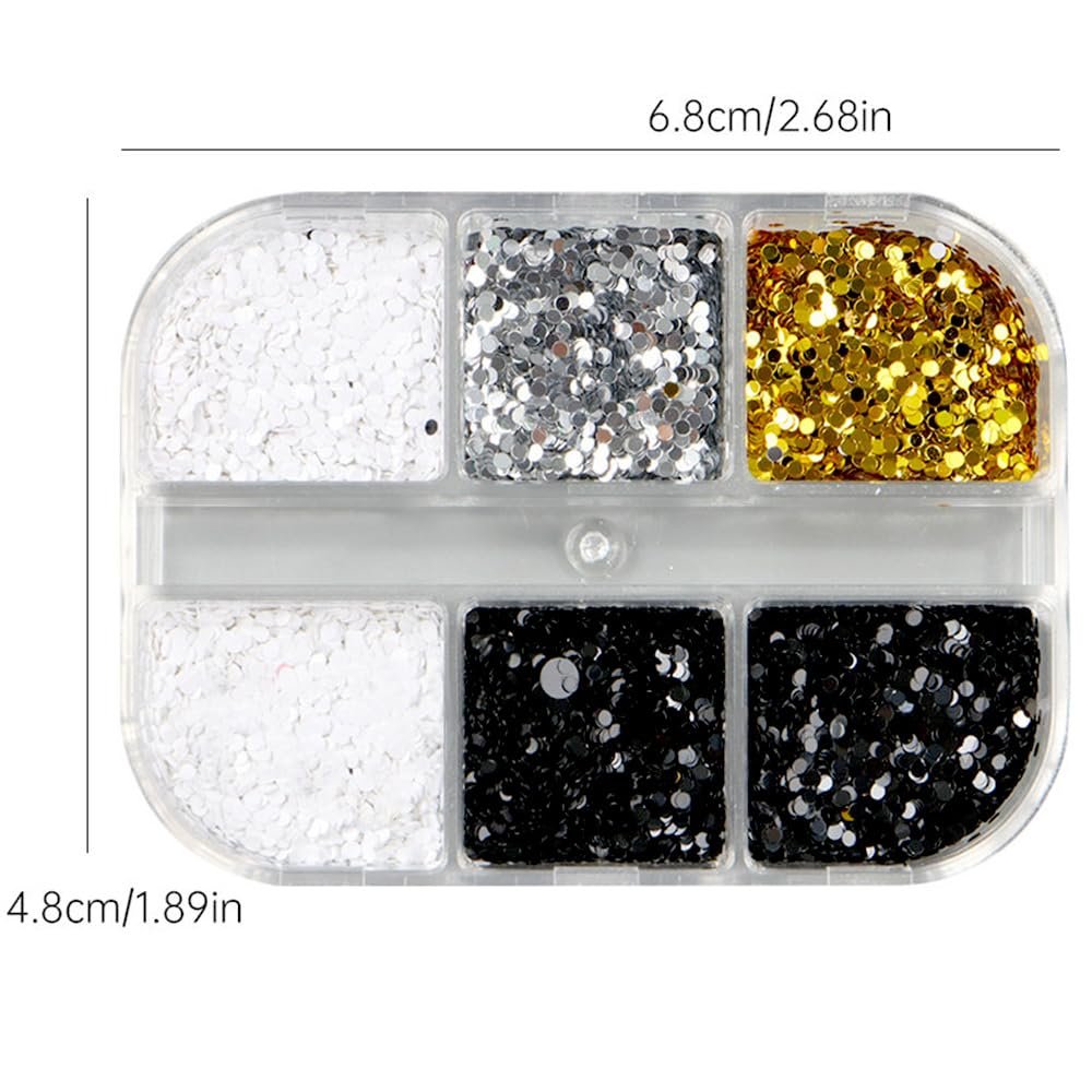 3D блискітки для нігтів Laser Mini Polka Dot, 6 сіток/коробка, фото №2