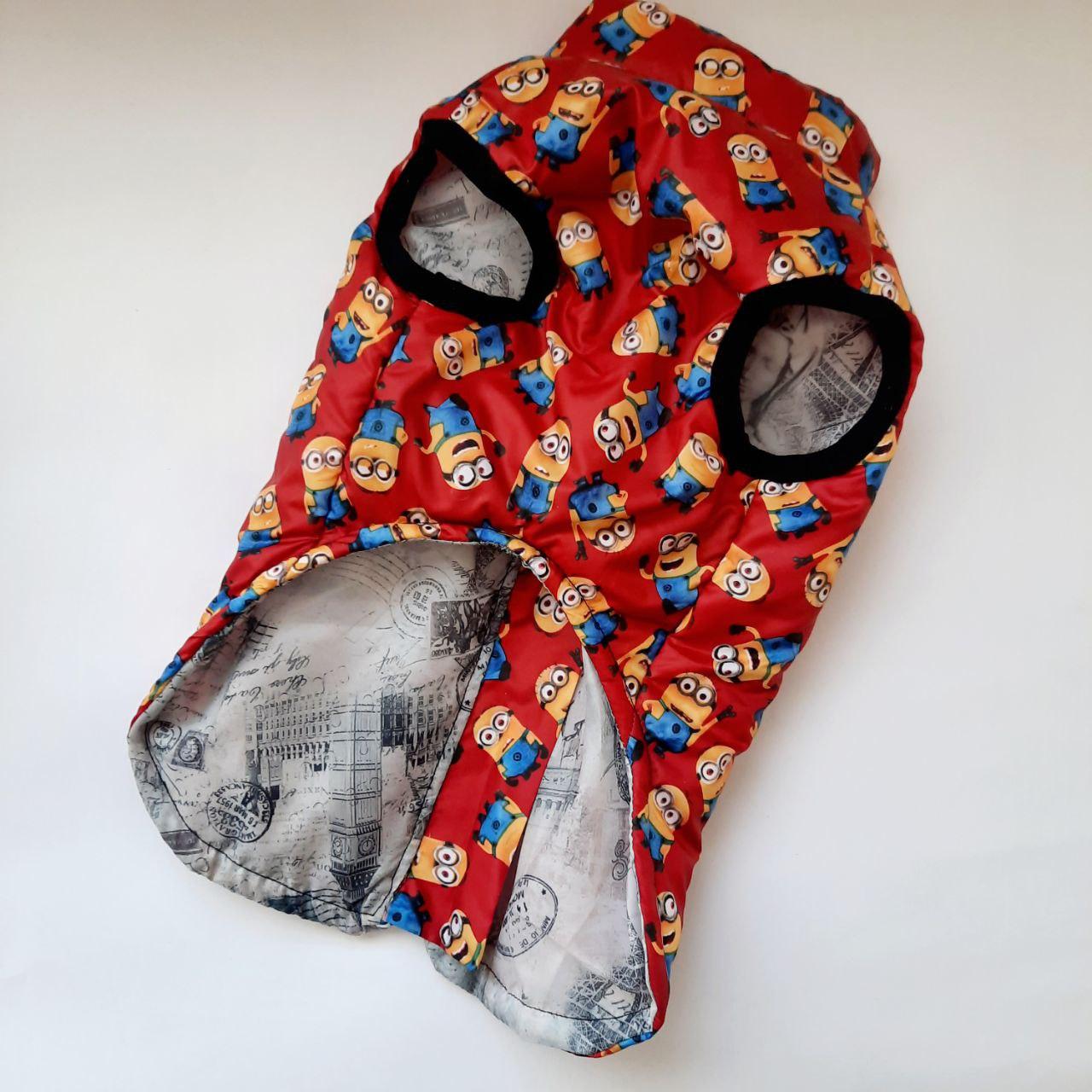 Одежда для собаки жилет утепленный на молнии со светоотражающей лентой бордовый Миньоны 29, фото №3 Одежда для собаки жилет утепленный на молнии со светоотражающей лентой бордовый Миньоны 29, фото №3