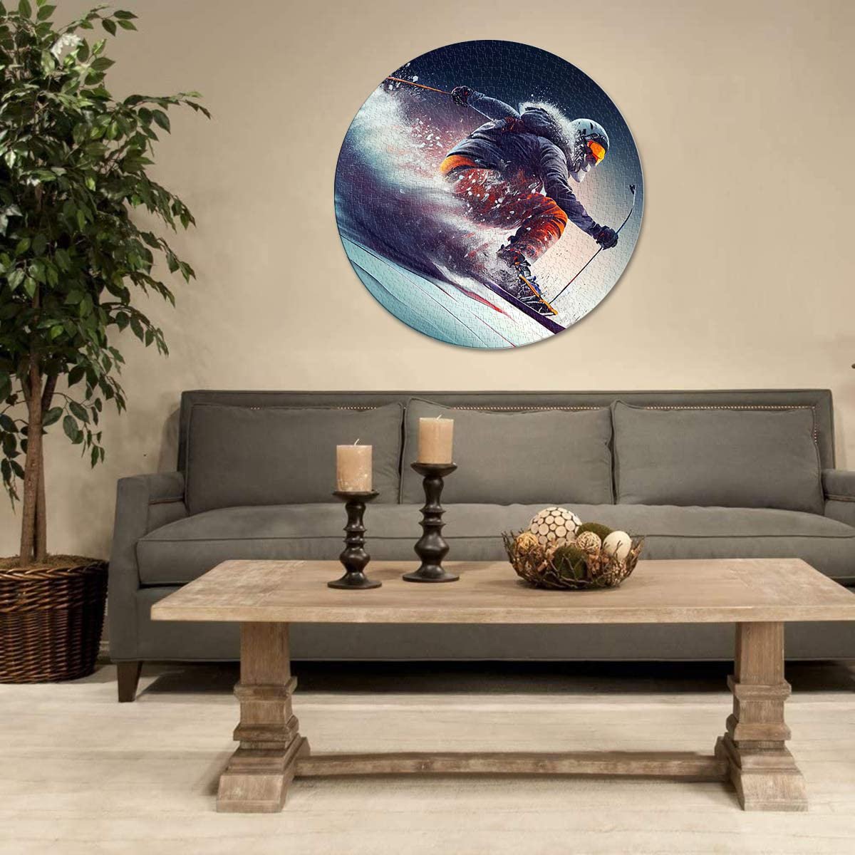 Пазл Vintage Skiing Ретро лыжи Круглый 1000 элементов 67,5 x 67,5 см, фото №6