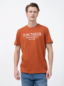 Футболка Tom Tailor 1021229-15095 С Принтом Оранжевый 2XL - Фото 1