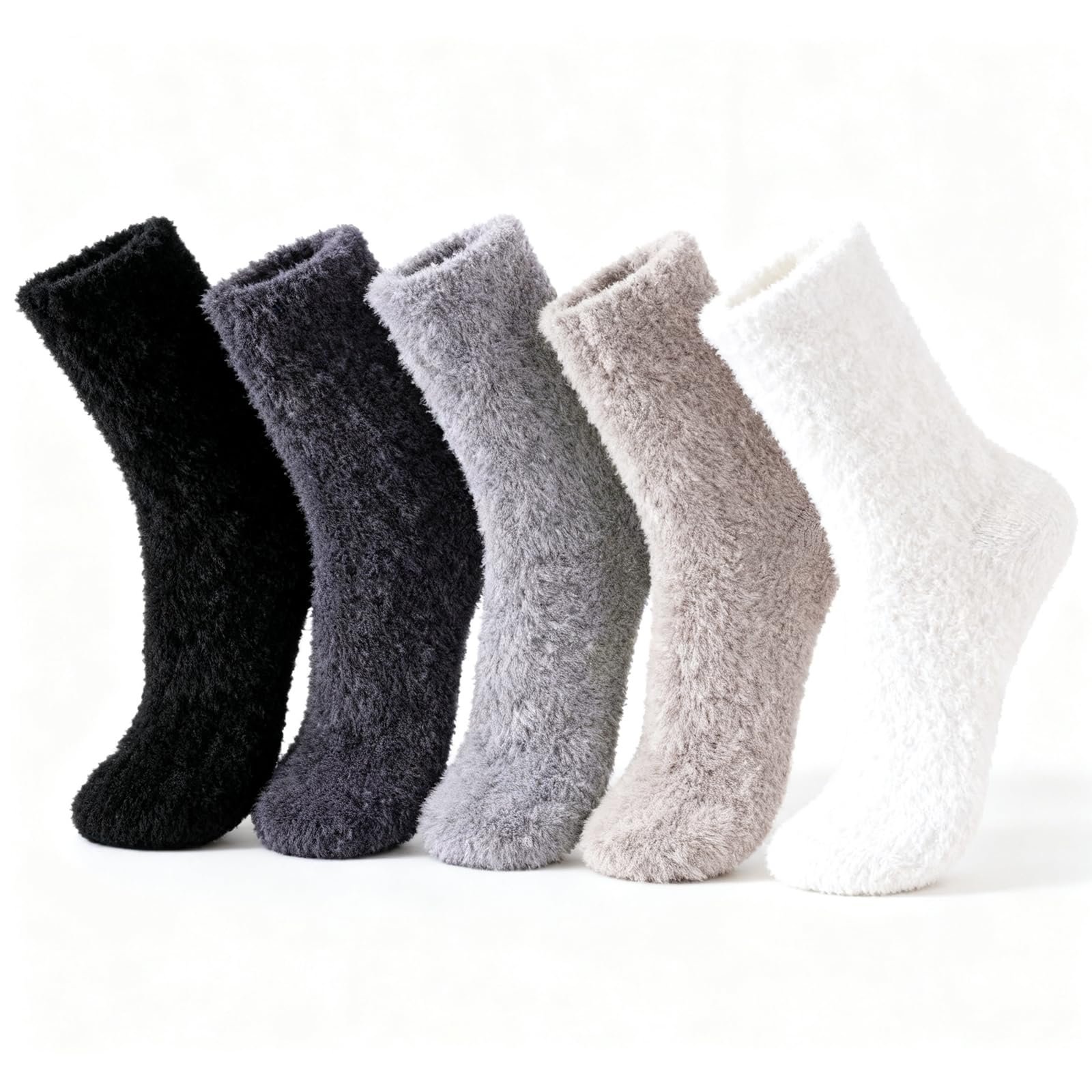 Мягкие носки Женские пушистые носки Зимние носки Теплые эластичные носки Носки для сна Женские термоноски Пушистые носки из кораллового флиса, 5 пар пушистых домашних носков на Рождество, фото №1