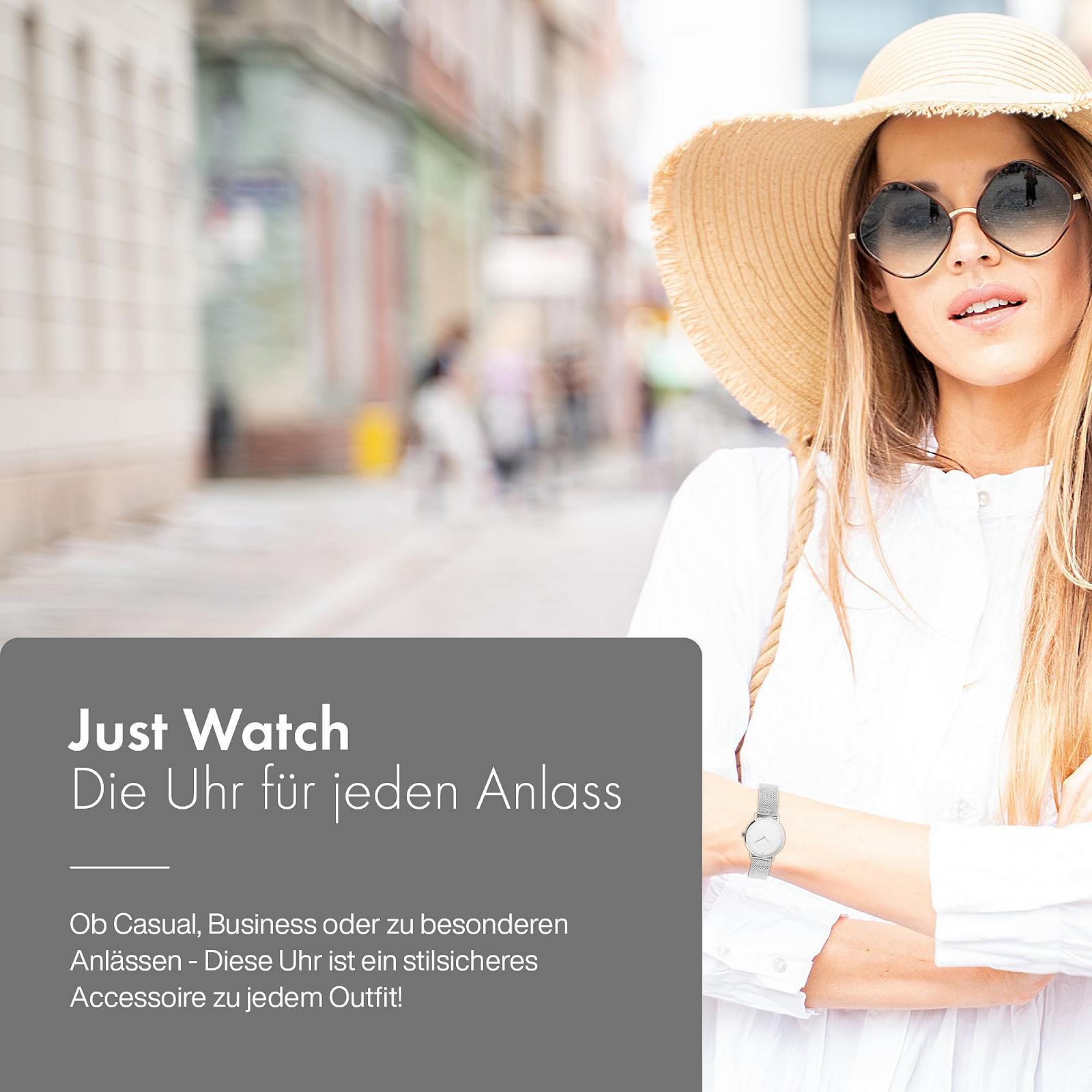 Женские часы JUST WATCH Virginia JW10073, нержавеющая сталь, сетчатый ремешок, элегантные, аналоговые, кварцевые, фото №5