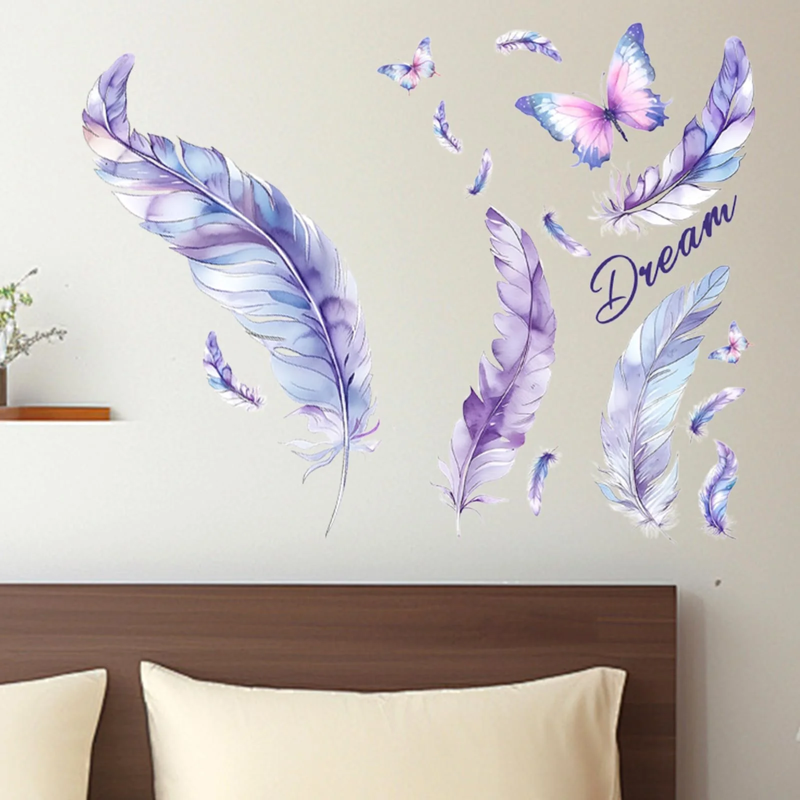 Наклейка на стіну Пір'я та Метелики Самоклеюча Фіолетова, фото №6 Наклейка на стіну Пір'я та Метелики Самоклеюча Фіолетова, фото №6