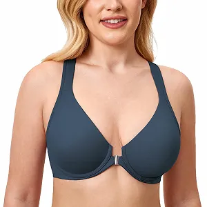 Бюстгальтер Delimira Full-Cup Plunge Racerback із застібкою спереду на кісточках без підкладки synthetic.ua - Фото 1