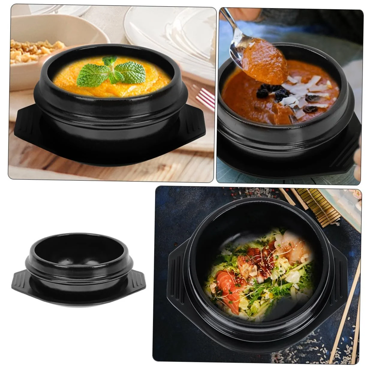 Кастрюля керамическая термостойкая с подставкой для бибимбапа и супа, фото №9