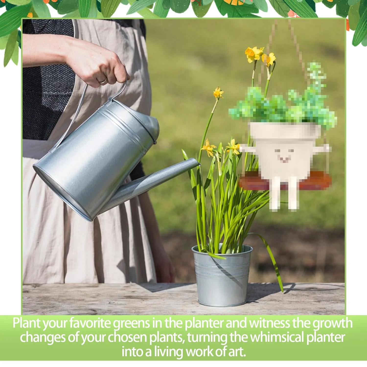 Подвесное кашпо Качели Улыбающееся лицо Из смолы, фото №5