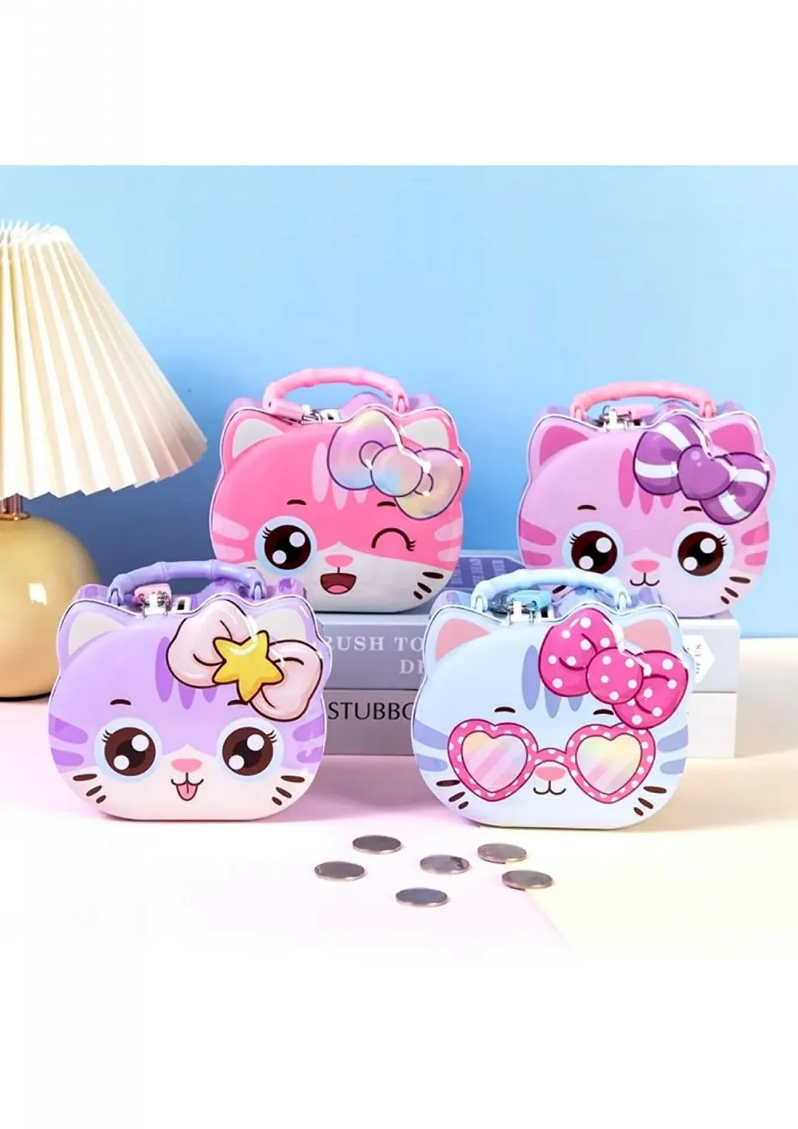 Скарбничка Синій кіт Замок металева із замком та ключем, фото №5