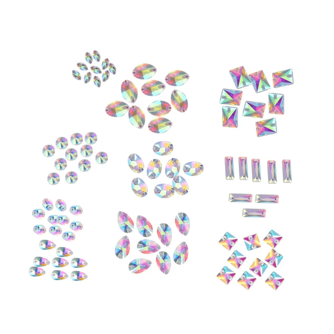 Стрази Скляні NUOBESTY Різні форми Різнокольорові, 100 шт, фото №1