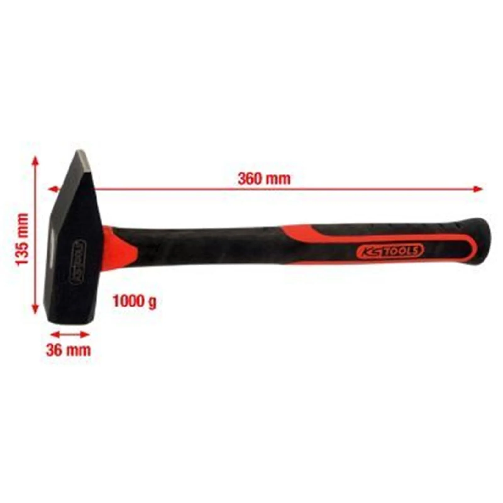 Слюсарний молоток KS Tools 142.1401 1000 г Рукоятка зі скловолокна, фото №4 Слюсарний молоток KS Tools 142.1401 1000 г Рукоятка зі скловолокна, фото №4