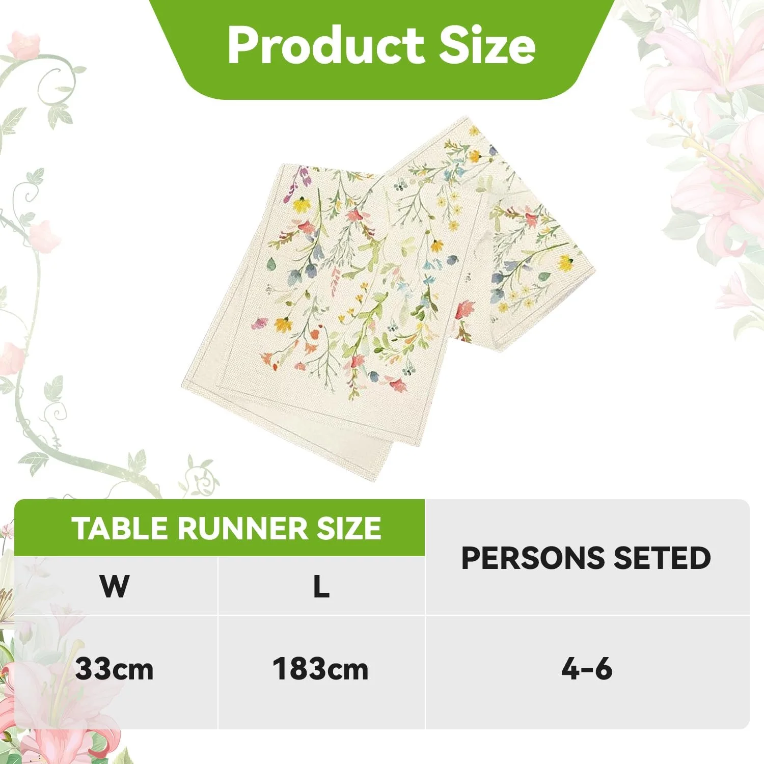 Скатертина-ранер Spring Flowers Easter Spring Decoration 33 x 183 см, фото №2 Скатертина-ранер Spring Flowers Easter Spring Decoration 33 x 183 см, фото №2