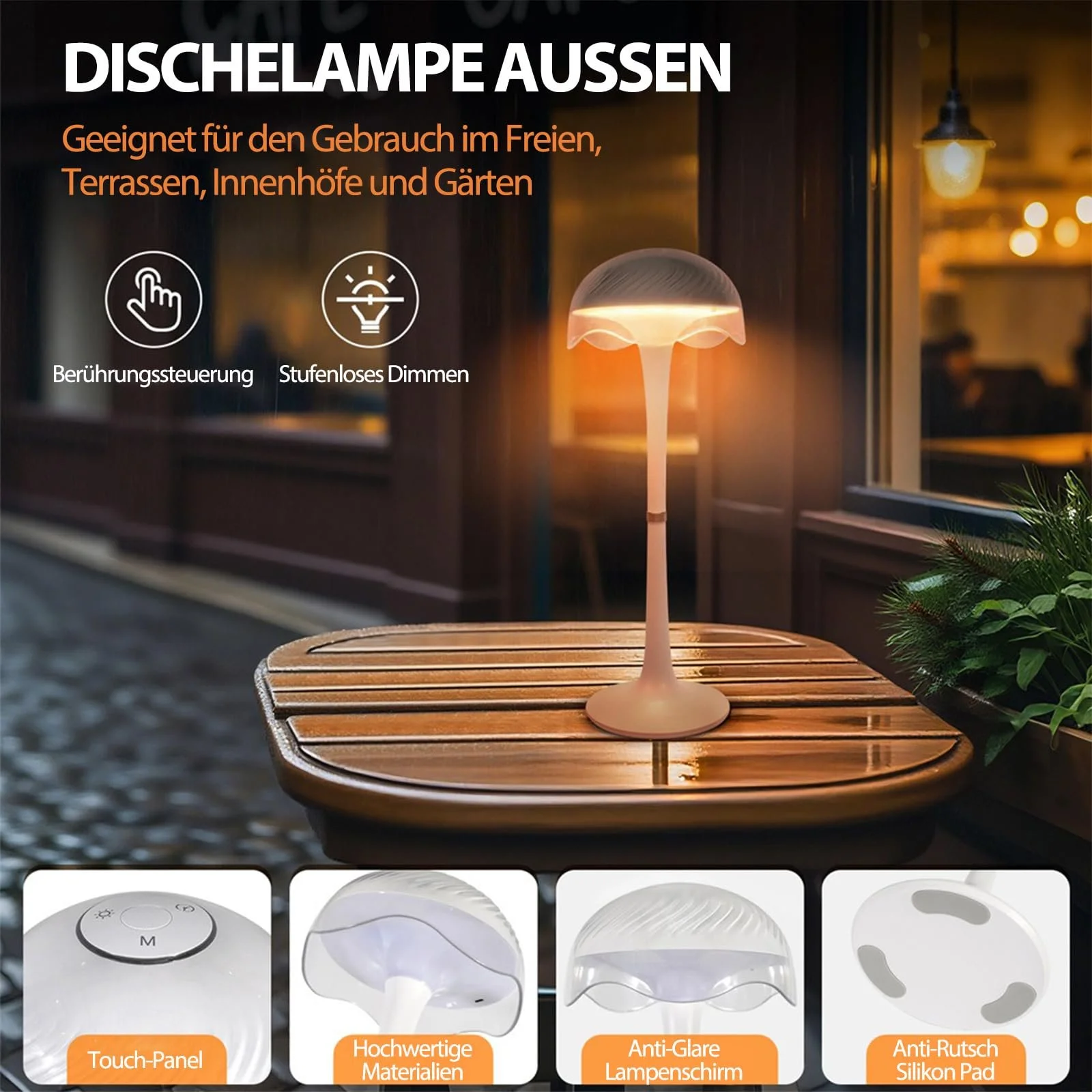 Настільна лампа Mushroom LED Акумуляторна Сенсорна RGB USB 2700K-6500K Метал, фото №7