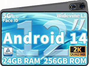 Планшет 12" 2K JJGJ TAB9 8+16/256 ГБ 5G 8 ядер Android 14 8000 mAh Черно-серый - Фото 1