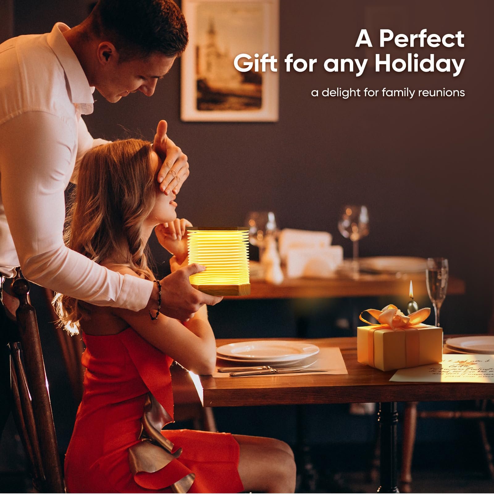 Настільна лампа Акордеон Переносна Регульована висота USB Димер Горіхове дерево, фото №7