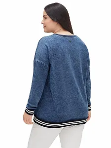 Женский Свитшот Больших Размеров Sheego Деним Полосатые Манжеты synthetic.ua - Фото 1