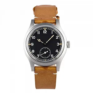 Часы Baltany D12 Dirty Dozen Мужские 36 мм Sea Gull ST1701 Автоматические BGW9 Люминесцентные Винтажные Военные Наручные Часы, Коричневая Кожа, Черный, Без логотипа, Ремешок - Фото 1