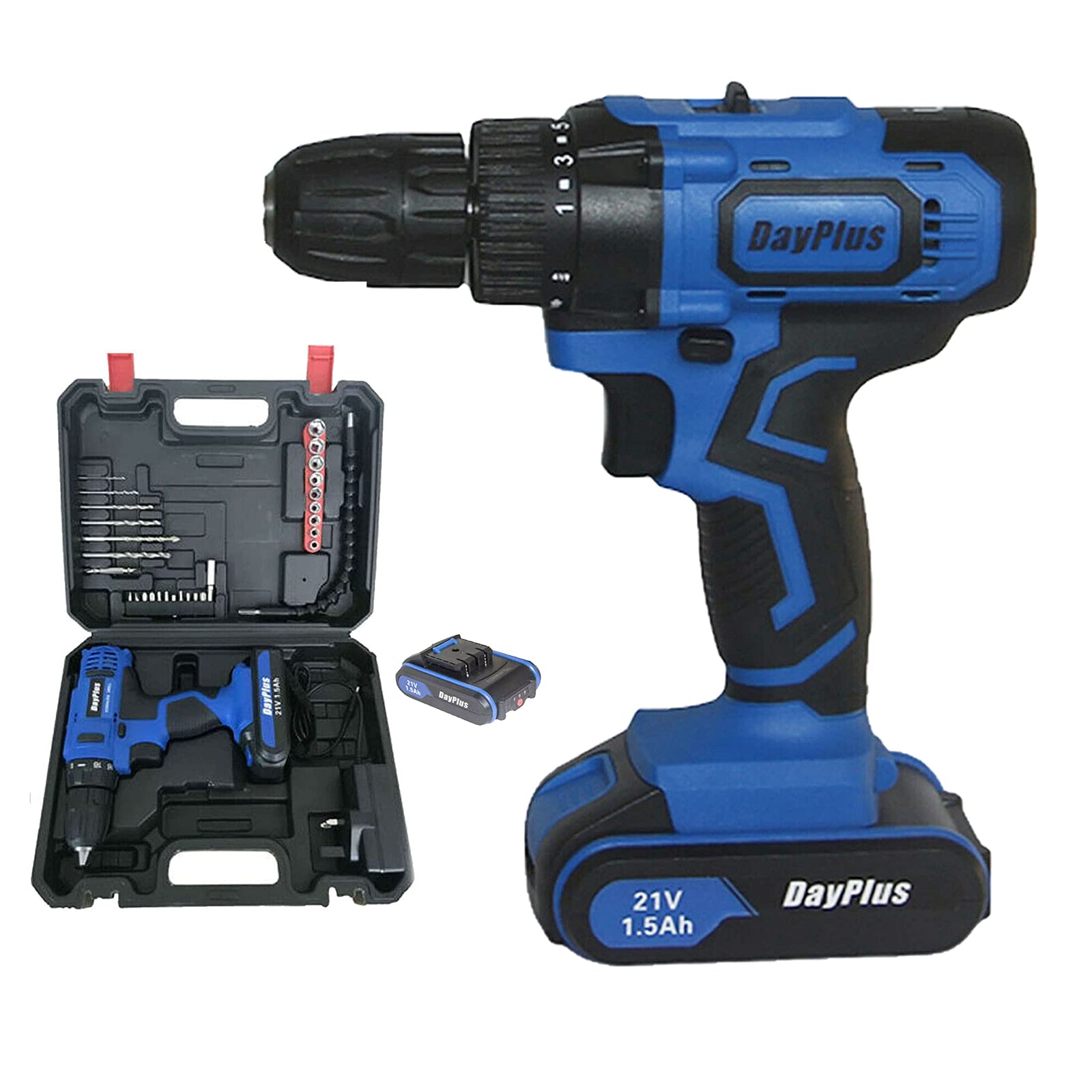 Шуруповерт Cordless Drill 21 V 45 Нм з 2 x Li-Ion 1.5 Ah Акумулятори, Перфоратор, 2-швидкісний, LED Світло, Портативна Інструментальна Скринька, 29 Аксесуари, фото №1