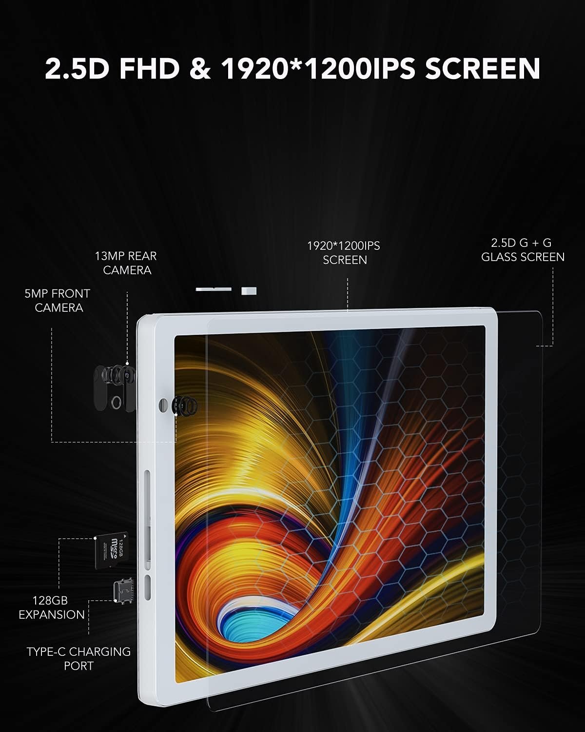 Планшет 10.1" Full HD LNMBBS P40 4/64Gb 4G 1-SIM 8 ядер Android 10 6000 mAh Silver, фото №4