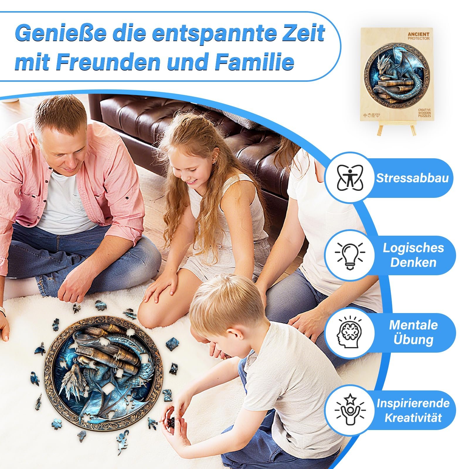 Деревянный пазл Old Dragon Фигурный L-34 x 34 см 300 элементов, фото №6