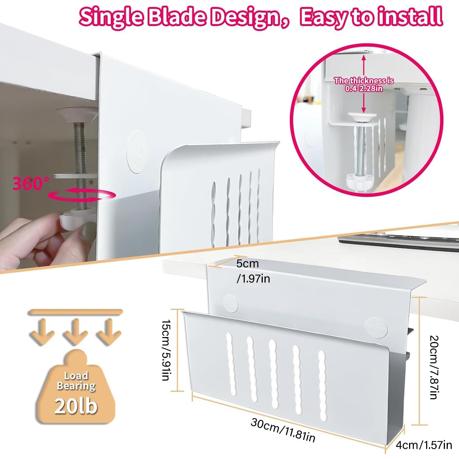 Эргономичная подставка для ноутбука алюминиевая Versatility с креплением под стол, отверстием для охлаждения и местом для хранения, серого цвета, фото №8