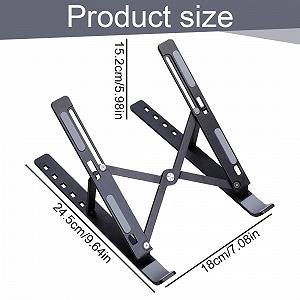 Подставка для ноутбука, складная алюминиевая подставка для ноутбука, регулируемая по высоте и вентилируемая охлаждающая подставка для MacBook Pro/Air, HP, Sony, Dell, всех ноутбуков (10-17,3 дюймов) (Черная) synthetic.ua - Фото 1