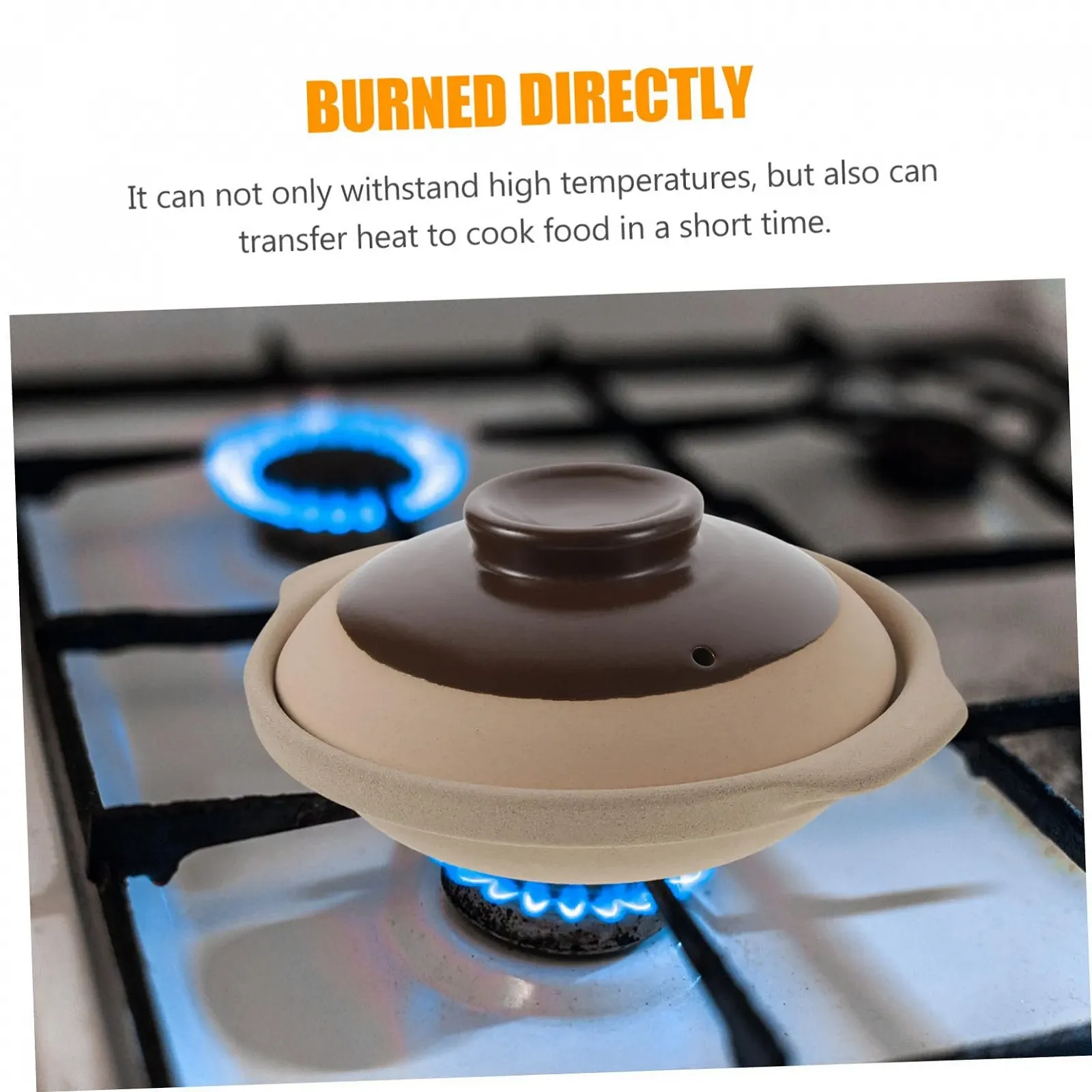 Кастрюля-жаровня POPETPOP Керамическая Термостойкая Кислотостойкая и щелочестойкая С крышкой и двойными ручками для газовых и керамических плит, фото №7