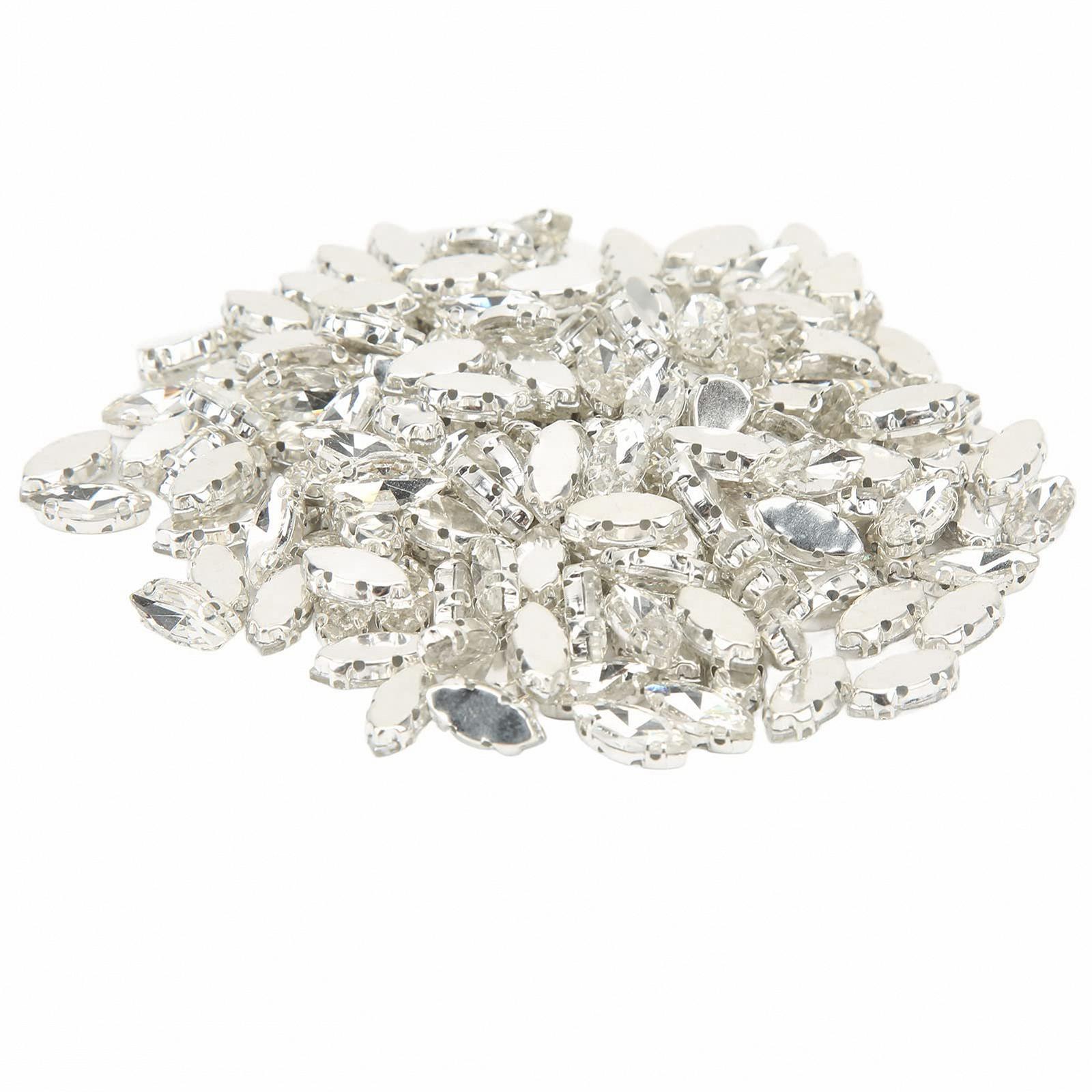 Стрази Кінське Око Tissting 7 x 15 мм, Срібні, 200 шт, фото №1