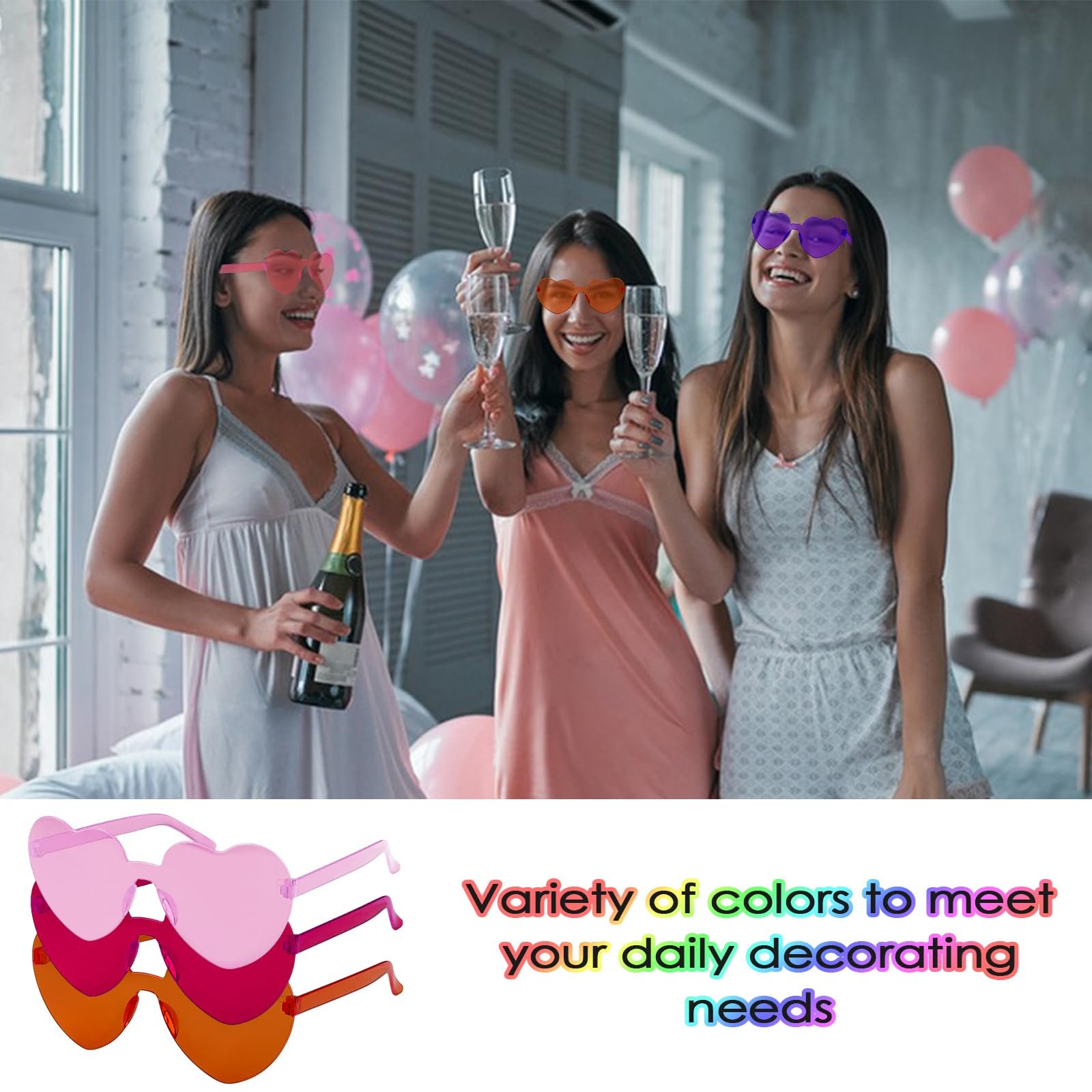 Сонцезахисні Окуляри Серце Mesybveo 10 Пар Різнокольорові, фото №4